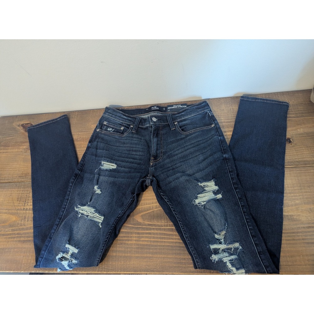 Hollister‎ Stacked Skinny Advanced Stretch Plus 31x32 Distressed Jeans Dark Wash